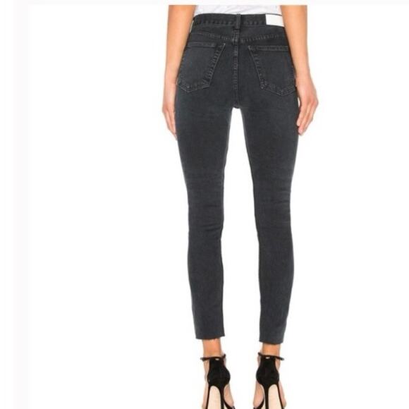 Re/Done Originals High Rise Ankle Crop in‎ Faded Black - Picture 2 of 13